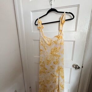 Aqua Yellow Floral Maxi Dress
